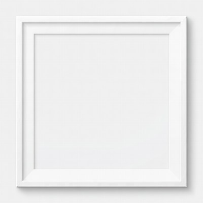 Empty white frame on wall