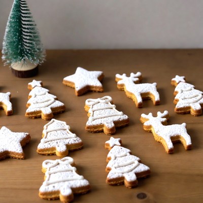 Christmas cookies on a wooden table