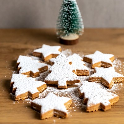 Decorative christmas cookies on table