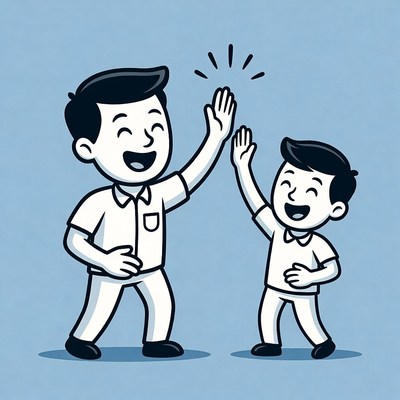 High five between a father and son