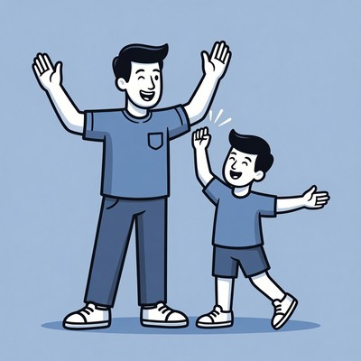 Father and son share a moment