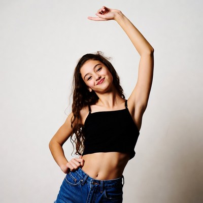 Young girl posing in a studio