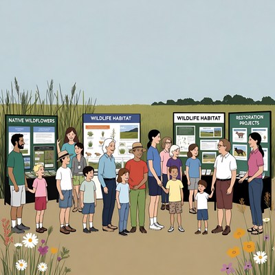 Visitors learn about wildlife habitat
