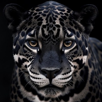 Close-up of a jaguar with intense gaze