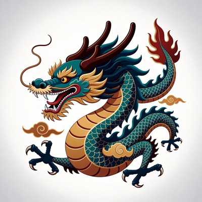 Dragon illustration with vivid colors