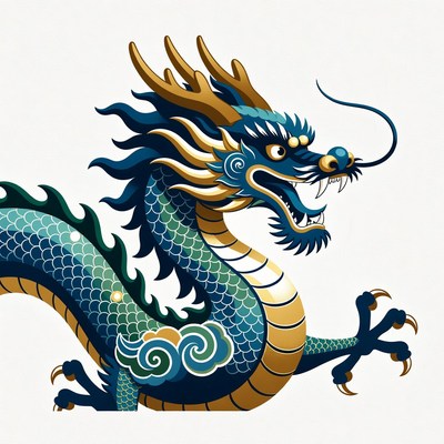 Colorful dragon with detailed scales