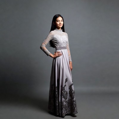 Elegant dress in studio setting