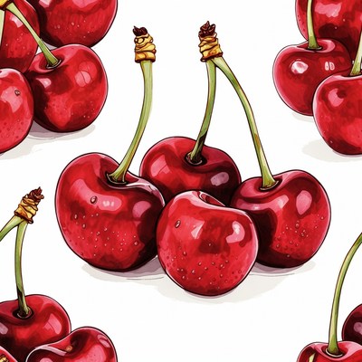 Red cherries on a white background