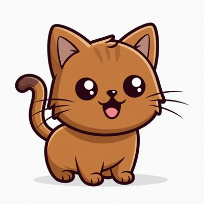 Cute cartoon cat with big eyes