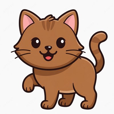 Cute cartoon cat smiling playfully