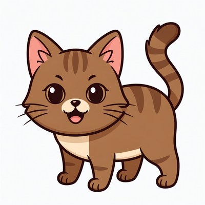 Cute cartoon cat character standing upright