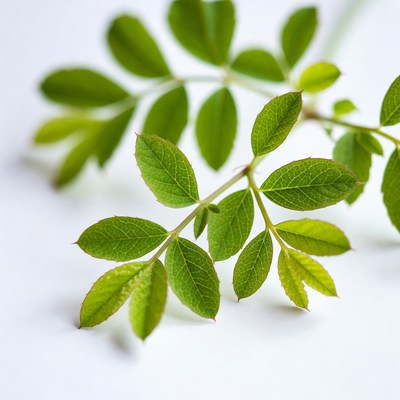 Fresh green leaves on a branch