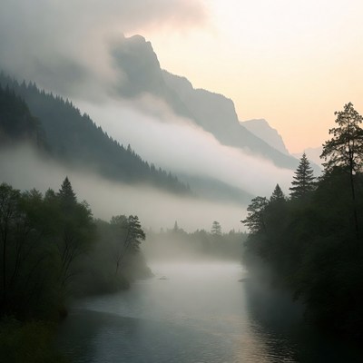 Mist over the river at dawn
