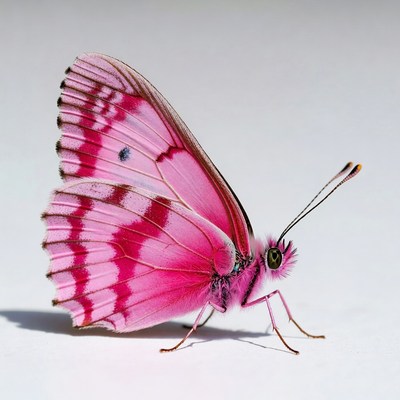 Bright pink butterfly on a plain background