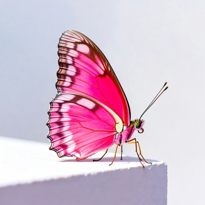 Pink butterfly resting on surface