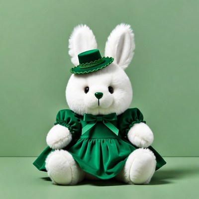 White bunny with green dress