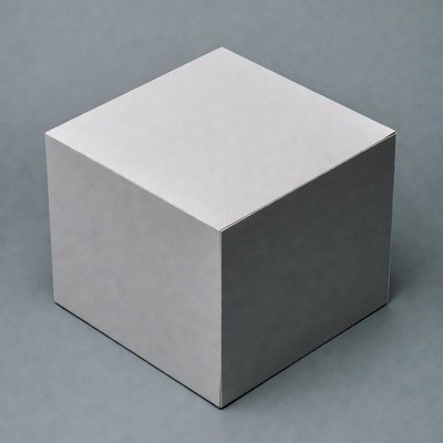 Solid metal cube on a gray surface
