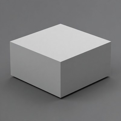 Simple white cube on gray surface