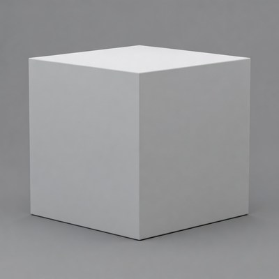 Simple white cube on gray background