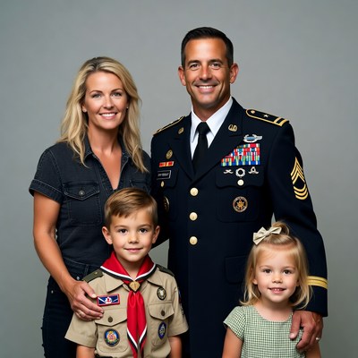 Family gathering with military member