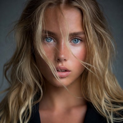 Portrait of a woman with tousled hair