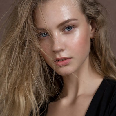 Close-up of a woman with light hair