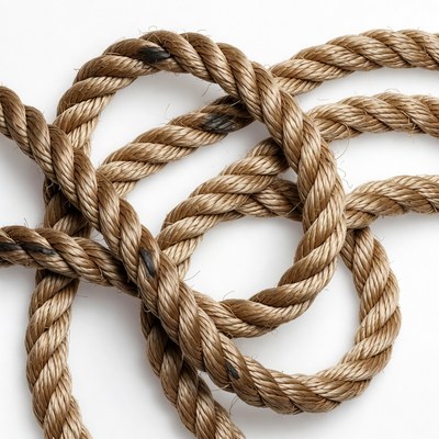 Twisted rope on white surface