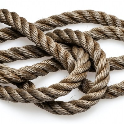 Twisted rope structure on white background