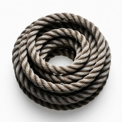 Rope coiled on a white background