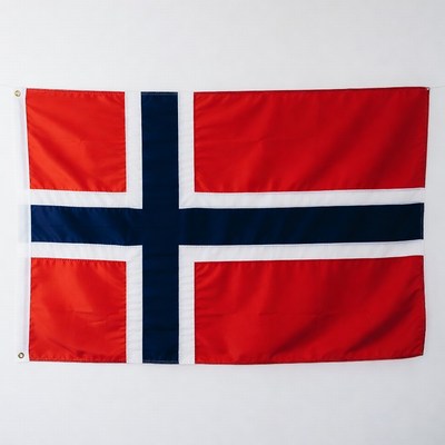 Norwegian flag displayed on a wall