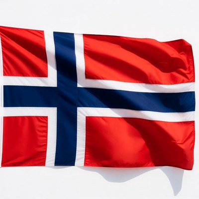 Flag of norway waving in the wind