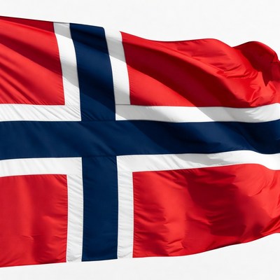 Norwegian flag waving in the wind