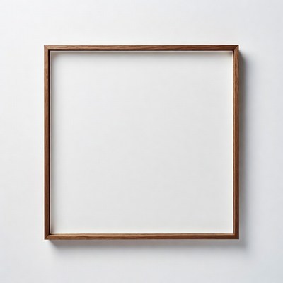 Empty wooden frame on white wall