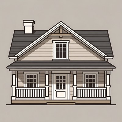 Classic house design with porch and chimney