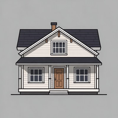 Simple house design with porch and windows