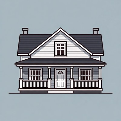 Simple house illustration on gray background