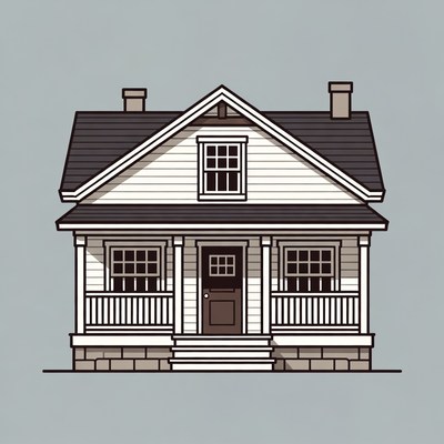 Stylized drawing of a house with porch