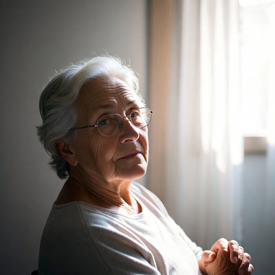Elderly person in simple room
