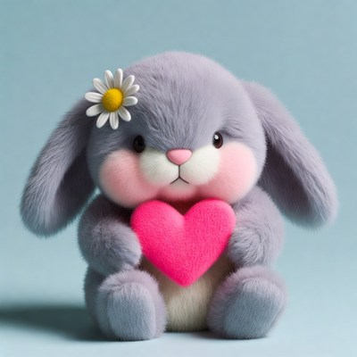 Cute rabbit with heart decoration