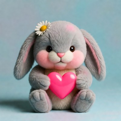 Cute bunny holding a heart