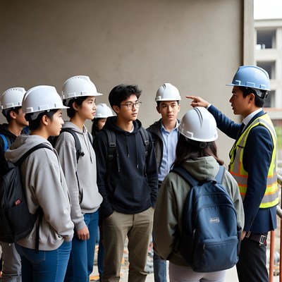 Students learn from construction expert