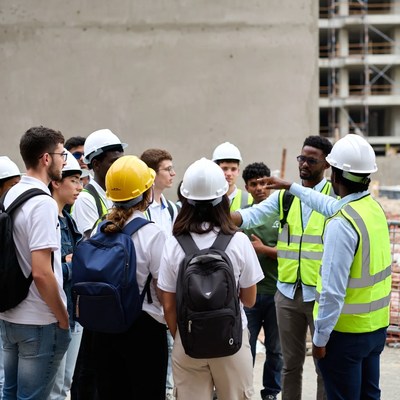 Construction site tour for students