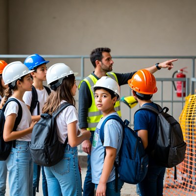Children learn about construction safety