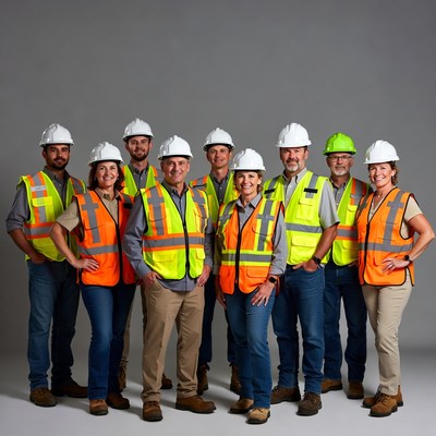 Group of workers in safety gear