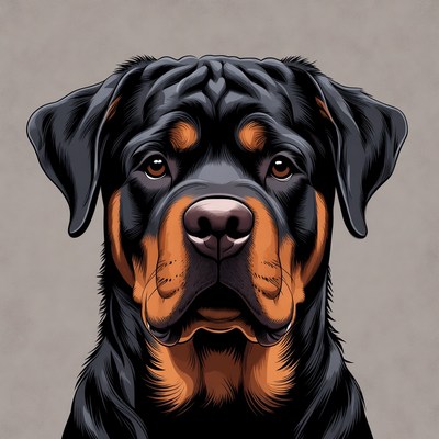 Rottweiler portrait with plain background