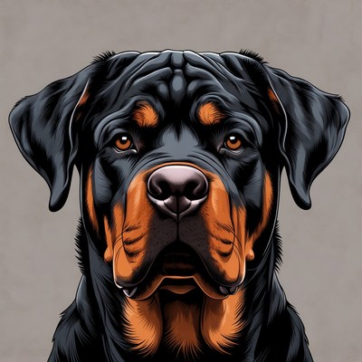 Rottweiler portrait on a neutral background