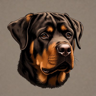 Rottweiler dog head illustration