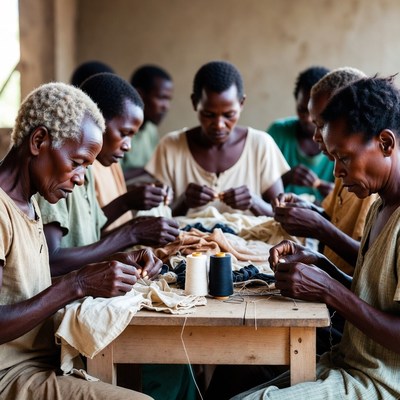 Women sewing in a workshop together
