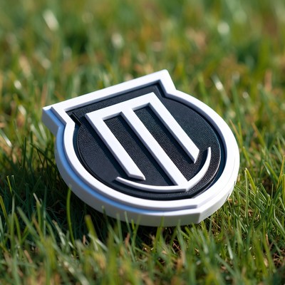 Logo on grass in sunlight