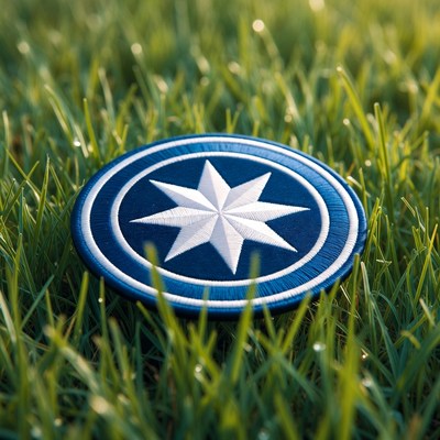 Compass mark on green grass